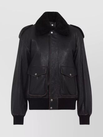 Saint Laurent fur collar lamb leather jacket