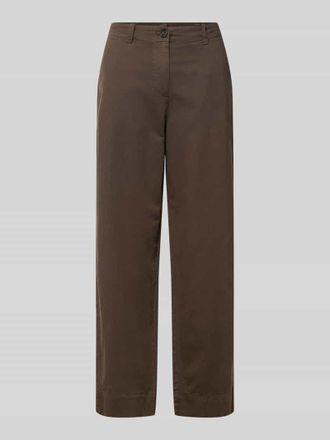 Marc O'Polo Regular Fit Weite Hose aus Baumwoll-Lyocell-Leinen-Mix in Mittelbraun, Gr&ouml;&szlig;e 34
