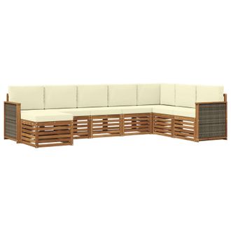 vidaXL Conjunto De Sof&aacute;s De Exterior Con Coj&iacute;n 6 Pcs Natural Y Crema Vidaxl