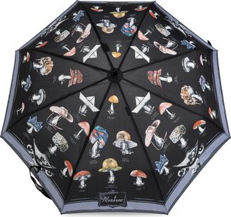 Moschino Folding Umbrella With Print, Unisex, Black