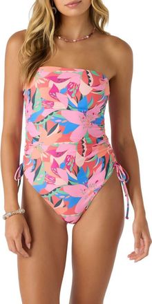 O'Neill Cabana Yucatan Floral Strapless Cinched Tie One-Piece Swimsuit in Multi Colored at Nordstrom, Size Small