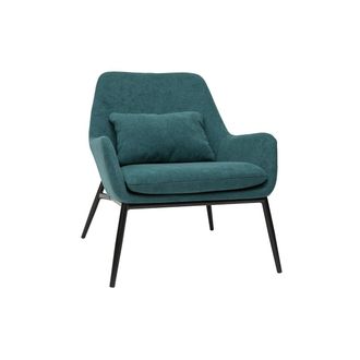 Miliboo Miliboo - Sill&oacute;n Moderno Con Tejido Efecto Aterciopelado Azul Petr&oacute;leo Y Metal Negro Maxine