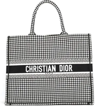 Dior Black White Canvas Handbag Tote Bag (Pre-Owned)