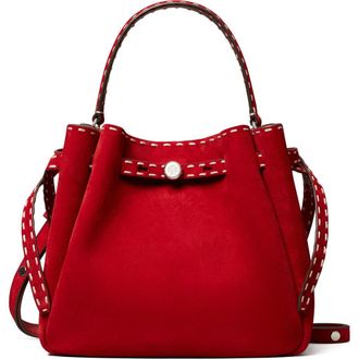 Tory Burch Romy Suede Bucket Bag in Red at Nordstrom