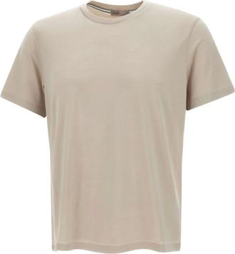 Herno Tops, Heren, Beige, M, Wol, Resort T-shirt van zachte woljersey