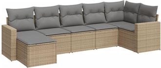 vidaXL Vidaxl - Set Sof&aacute;s De Jard&iacute;n 7 Piezas Y Cojines Rat&aacute;n Sint&eacute;tico Beige