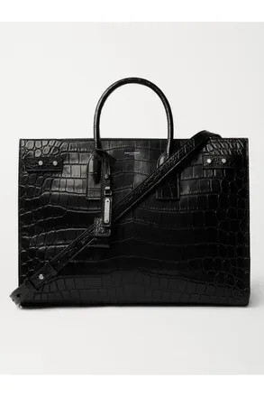 Saint Laurent Croc-Effect Leather Tote Bag