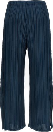 Pleats Please Issey Miyake Womens Blue Polyester Casual Pants