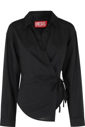 Diesel Black Wrap-Style C Delphos S3 Embroidered Logo Modal-Blend Shirt