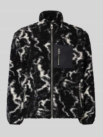 Only & Sons Regular Fit Teddyfell-Jacke mit Allover-Muster Modell JAIMY in Black, Gr&ouml;&szlig;e XXL