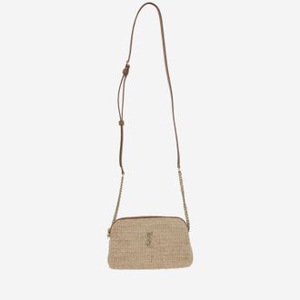 Saint Laurent Womens Gaby Raffia Clutch Bag Natural Shoulder