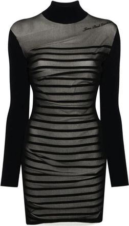 Jean Paul Gaultier Gestreepte Mariniere Korte Jurk Navy Wit Zwart - Dames - Korte kleedjes - Blauw - S - Kleedjes