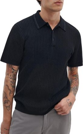 Rag & Bone Harvey Rib Polo Sweater in Black at Nordstrom, Size Xx-Large