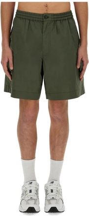 Aspesi Relaxed Fit Katoenen Twill Shorts - Heren - Korte Broeken - Groen - S - Katoen - Korte Broeken