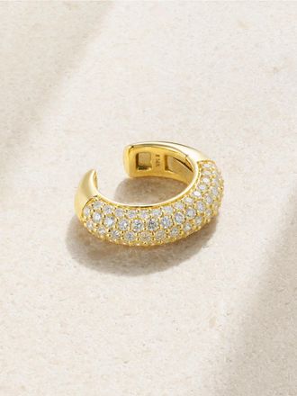 Stone and Strand Ear Cuff In Oro 14 Carati Con Diamanti