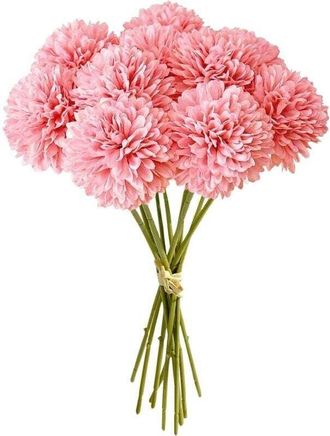 OEM [mai Usato]bouquet Di 12 Ortensie E Crisantemi Artificiali In Seta Per Decorare Casa, Giardino, Ufficio O Feste - Rosa