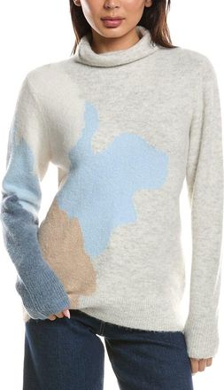 Fort&eacute; Cashmere Lofty Intarsia Funnel Neck Alpaca-Blend Sweater