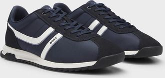 HUGO BOSS Mens BOSS Orange Zayn Mens Logo Trainers with Faux Suede Trims - Dark Blue 401 - Navy - Size: 10