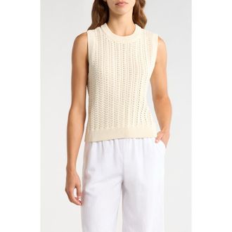 Marine Layer Mina Cotton Pointelle Sweater Tank in Cream at Nordstrom, Size X-Large