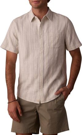 The Normal Brand Freshwater Short Sleeve Button-Up Shirt in Sea Glass Stripe at Nordstrom, Size Xx-Large