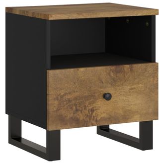 vidaXL Mesita De Noche Madera Maciza Mango Y Madera Contrachapada Vidaxl