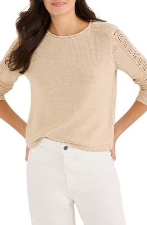 Nic+Zoe Crochet Sleeve Sweater in Latte at Nordstrom, Size Xx-Large