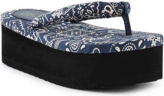 BC Footwear A Pretty Penny Platform Sandal in Navy Bandana at Nordstrom, Size 8.5