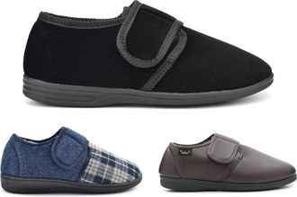 Generic Mens Touch Fastening Slippers Carpet Slippers Size 13 Mens Slipper Size 9 Touch Fasten Slipper Sizes 6-13 Black/Navy/Brown 10 UK