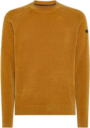 Roberto Ricci Design Fluwelen Gebreide Trui Polyester - Heren - Ronde hals truien - Oranje - XL - Polyester - Truien & Vesten