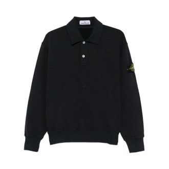 Stone Island Polo Sweatshirt - Heren - Tops - Blauw - Maat: L Katoen
