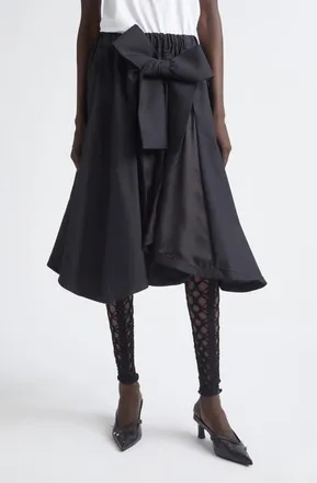 Comme Des Gar&ccedil;ons Tropical Wool Bow Skirt in Black at Nordstrom, Size Large