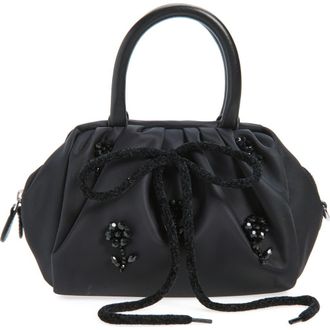 Simone Rocha Mini Embellished Pleated Top Handle Bag in Black/Black/Jet at Nordstrom