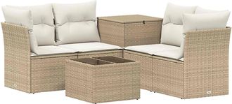 vidaXL Juego De Sof&aacute; 6 Uds. Beige Y Blanco Crema Vidaxl