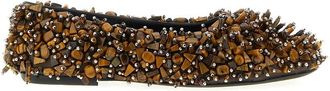 Dries Van Noten Ballerinas met kralen - Dames - Ballerinas - Bruin - 37 EU - Leer - Schoenen