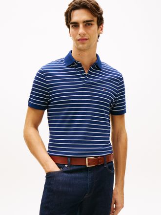 Tommy Hilfiger Poloshirt TOMMY HILFIGER 1985 REGULAR POLO, Herren, Gr. XXL, blau (carbon navy, ivory petal), Piqu&eacute;, Obermaterial: 96% Baumwolle, 4% Elasthan, hoch ge