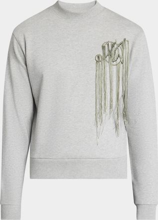 Dries Van Noten Men & apos;s Fringed Monogram-Embroidered Sweatshirt
