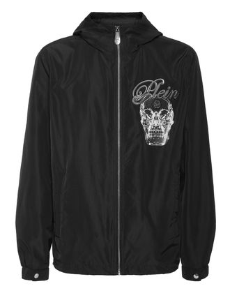 Philipp Plein Nylon Hooded Windbreaker Glass Skull
