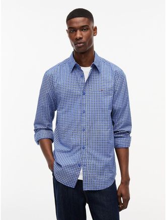 Tommy Hilfiger Mens Tommy Jeans Regular Fit Twill Shirt - Providence Blue Check - XXL