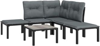 vidaXL Juego De Muebles De Jard&iacute;n 6 Pzas Rat&aacute;n Sint&eacute;tico Negro Y Gris Vidaxl