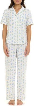 Flora Nikrooz Gabriella Piped Jersey Pajamas in Cream at Nordstrom Rack, Size X-Large