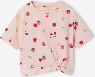 Vertbaudet T-Shirt mit Knoten M&auml;dchen, mit Recycling-Baumwolle hellrosa