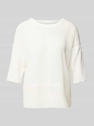 Marc Cain T-Shirt mit geripptem Rundhalsausschnitt in Offwhite, Gr&ouml;&szlig;e 38