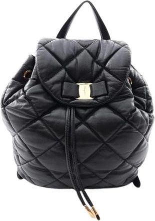 Ferragamo Pre-owned Backpack - Dames - Vintage Rugzakken - Zwart - ONE Size - Leer - Vintage