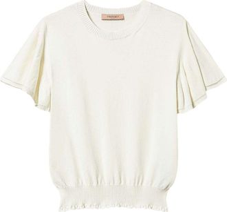 Twin-Set T-shirt con bordo a smerlo - 00282_White Snow