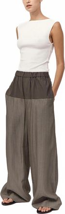 St.Agni Relaxed Splice Pants In Khaki Pinstripe