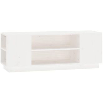 vidaXL Vidaxl - Mueble de tv madera maciza de pino blanco 110x35x40,5 cm
