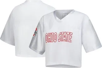 ZooZatZ Womens ZooZatz White Ohio State Buckeyes Mesh Cropped V-Neck T-Shirt at Nordstrom, Size X-Large