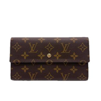 Louis Vuitton Beige Brown Coated Canvas Leather Long Wallet (Bi-Fold) (Pre-Owned)