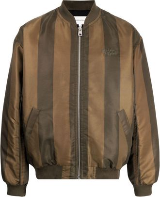 Maison Kitsun&eacute; striped bomber jacket - men - Polyamide/Polyester - S - Green