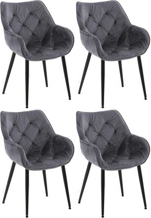 Clp Set de 4 sillas con patas de metal y asiento en terciopelo gris oscuro